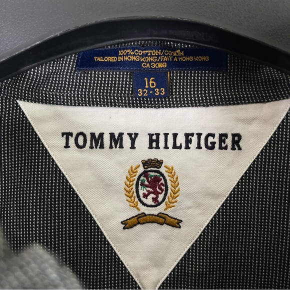 Tommy Hilfiger Men’s Long Sleeve Dress Shirt Size 16 32-33 Black 100% Cotton - Picture 4 of 12